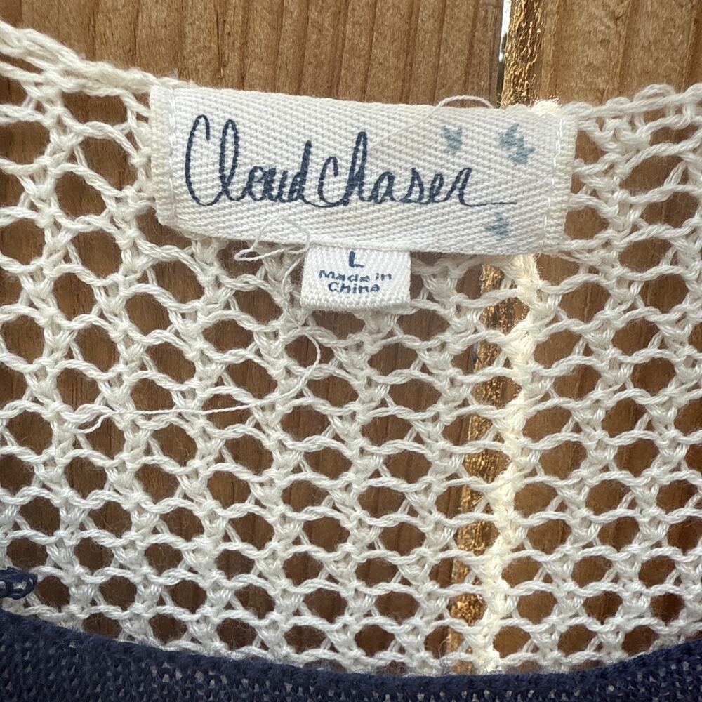 Cloud chaser American Flag Knit Tank Top with Mesh Overlay White/Red/Blue Sz.L - Picture 4 of 12